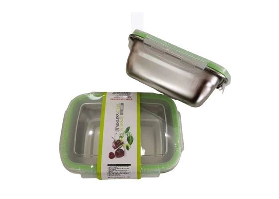 Herbruikbare container van roestvrij staal met een transparant plastic deksel van 18 cm