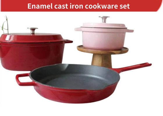 ISO9001 Gemaald gietijzeren schotel met casserole