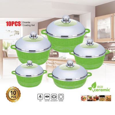 10pcs Nieuw Design Gietgegooid Aluminium Kookgerei Soup Pot Sets