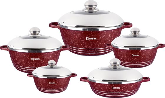 10pcs Nieuw Design Gietgegooid Aluminium Kookgerei Soup Pot Sets