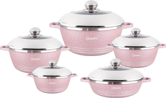 10pcs Nieuw Design Gietgegooid Aluminium Kookgerei Soup Pot Sets