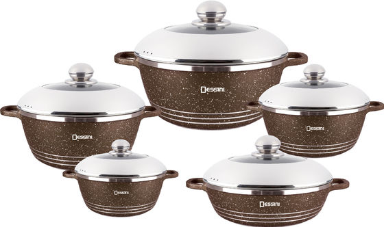 10pcs Nieuw Design Gietgegooid Aluminium Kookgerei Soup Pot Sets