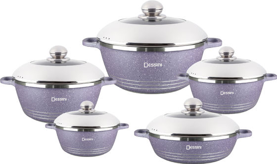 10pcs Nieuw Design Gietgegooid Aluminium Kookgerei Soup Pot Sets