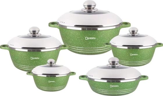 10pcs Nieuw Design Gietgegooid Aluminium Kookgerei Soup Pot Sets