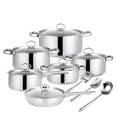Potten van roestvrij staal van levensmiddelenkwaliteit 15 stukken met accessoires