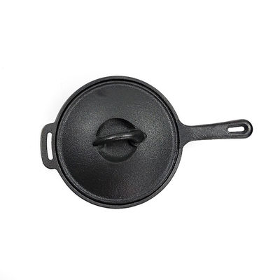 Pre-geverfde met gietijzer bedekte kookplaat met lang handvat    Perfect voor kachel, oven en grill koken