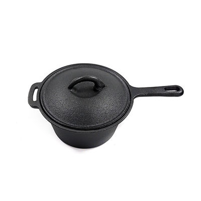 Pre-geverfde met gietijzer bedekte kookplaat met lang handvat    Perfect voor kachel, oven en grill koken