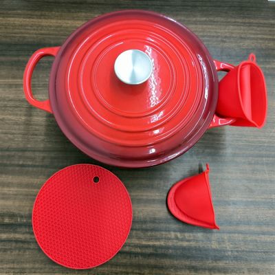 Premium 6 kwart geëmailleerde gietijzeren Hollandse oven met deksel - verkrijgbaar in 6 kleuren met siliconen handschoenen en pothouders