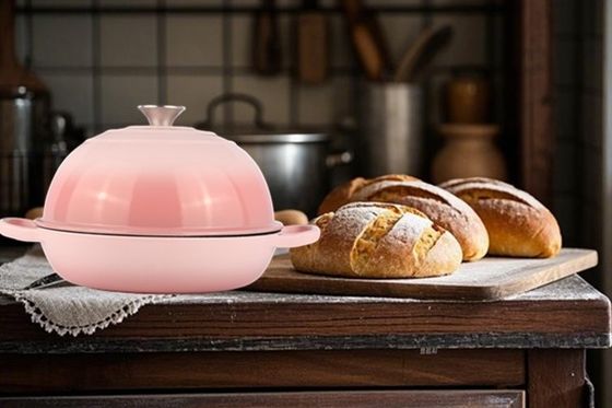 6QT Roze gelast gietijzeren Hollandse oven  Stijlvol en functioneel