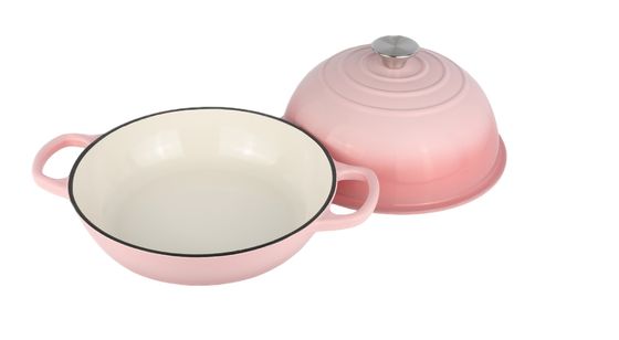 6QT Roze gelast gietijzeren Hollandse oven  Stijlvol en functioneel