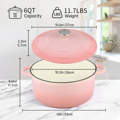 5.5Qt geëmailleerde gietijzeren Hollandse oven - Perfect voor het bakken van brood en zuurdeeg, veilig voor de oven
