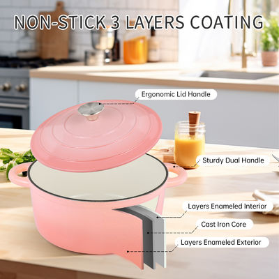 5.5Qt geëmailleerde gietijzeren Hollandse oven - Perfect voor het bakken van brood en zuurdeeg, veilig voor de oven