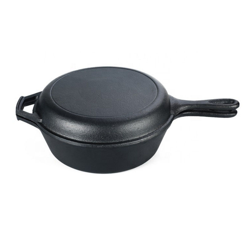3.2Quart Gietijzerkoekepan Pan Casserole 2 in 1 voor het Kamperen en het Openlucht Koken