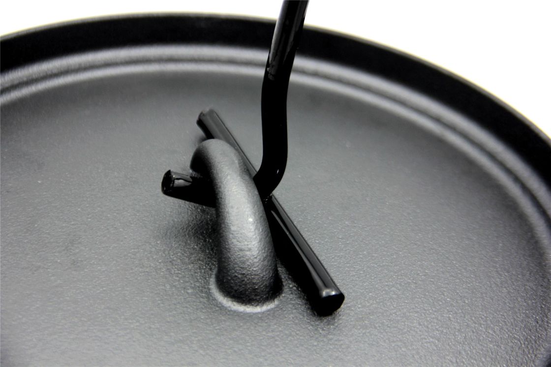 Voorgewassen 6 kg gietijzeren kampvuur Nederlandse oven met deksel - 5,5 liter ronde gietijzeren pot voor buiten koken, kachel en oven gebruik