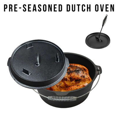 Matt Black Pre Seasoned Cast-Gemakkelijke Oven van het Ijzerkamp 2 de Kwart gallons handhaaft
