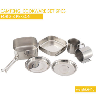 H6.8CM het kamperen het Koken het Vastgestelde D14.7CM Roestvrij staal Kamperen Cookware 6pcs/Set