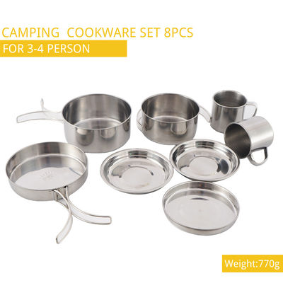8pcs het kamperen Kokende Vastgestelde Roestvrije het Kamperen Reeks Wandelingspot ISO9001