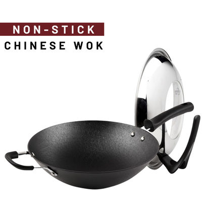 Beweeg Chinese Wok van Pan Anti Rust Non Stick van de Gebraden gerecht de Chinese Wok met Deksel